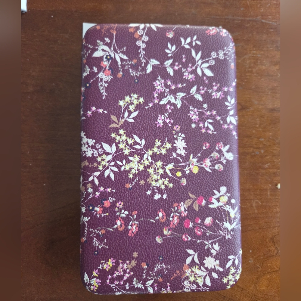 Faux Leather Purple Floral Clutch Wallet